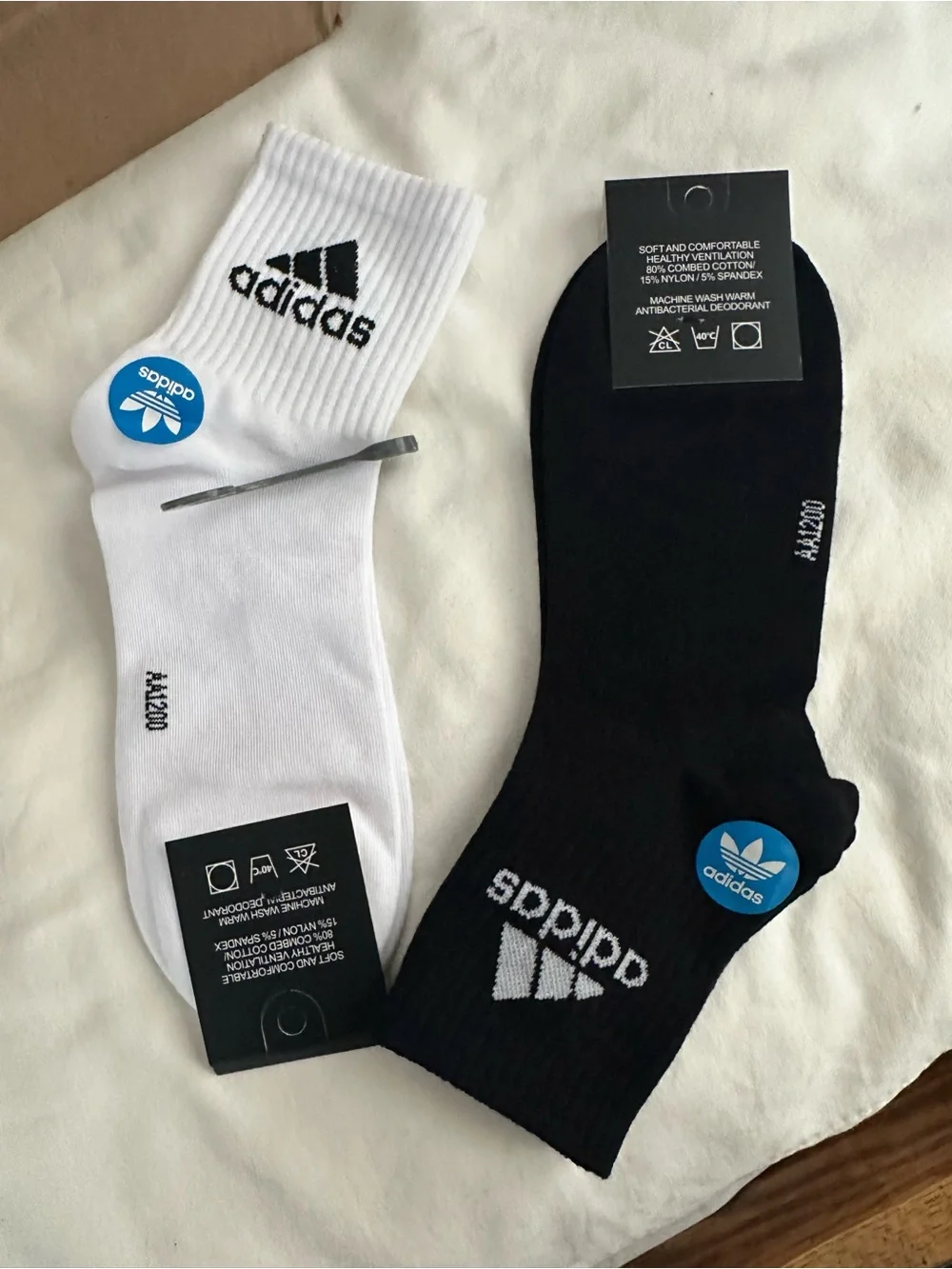 adidas Men's Two-Pack Crew Socks in Black & White